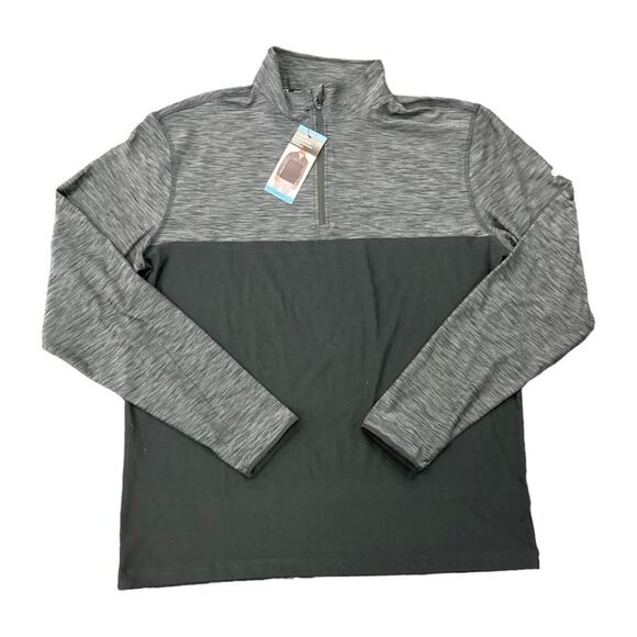 Ebony/True Black - GAPFit Men's Mockneck Stretch Knit Long Sleeve Active Half Zi - Picture 1 of 2